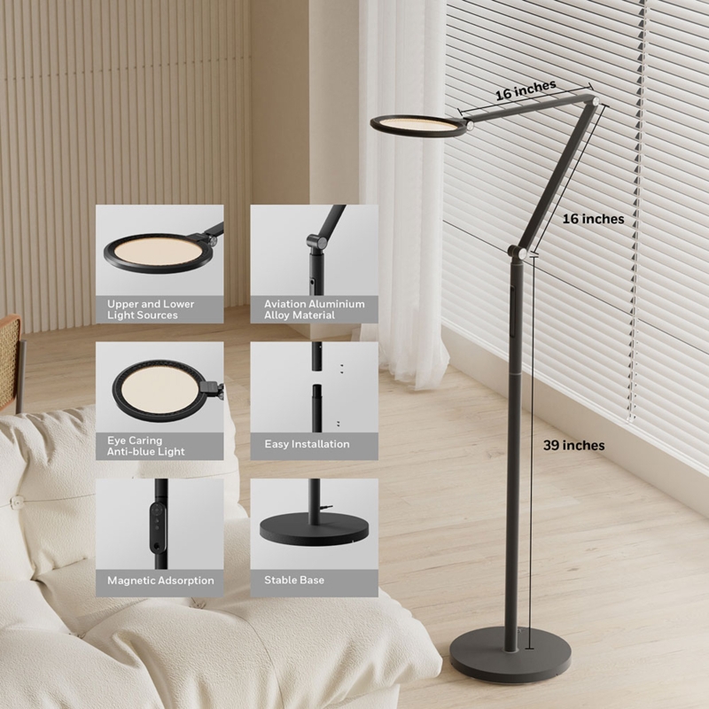 Minimalist Floor Lamp with Ultra Slender Profile and Circular LED Head