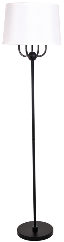Minimalist Matte Black Arched Floor Lamp with Exposed Candelabra Bulbs
