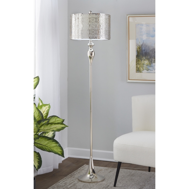 Minimalist Metal Floor Lamp: Ultra-Slender Black Profile & Textured Shade