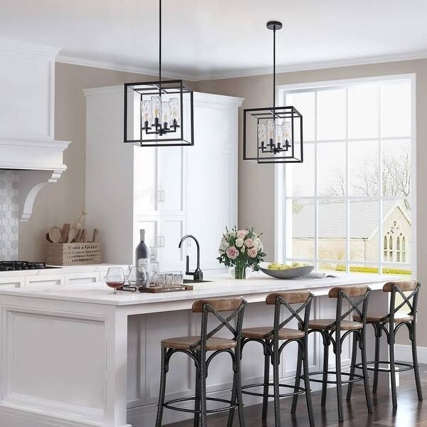Minimalist Metal Lantern Light Pendant With Square Open Frame Design