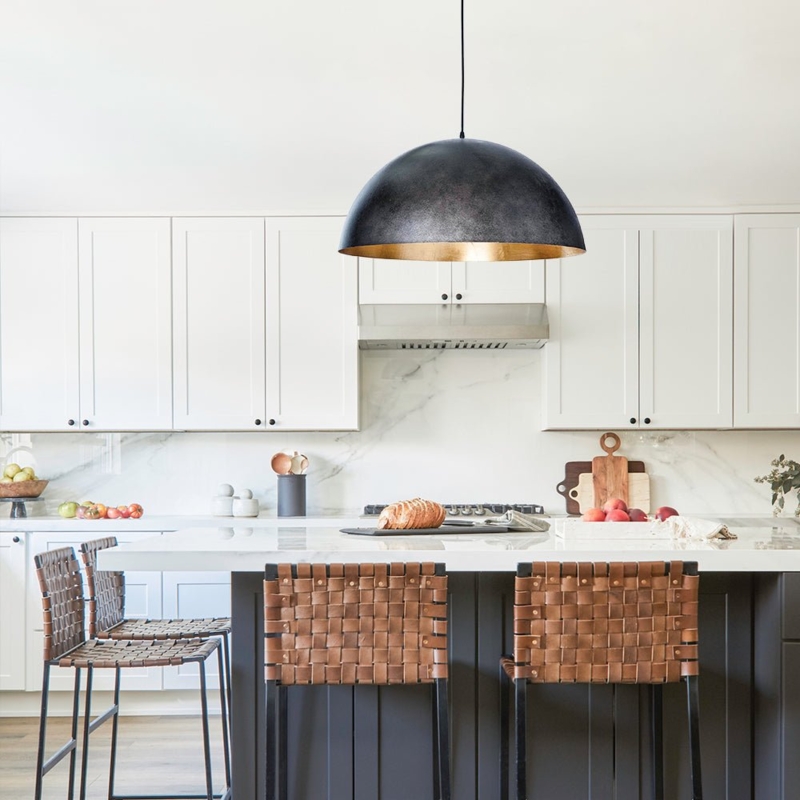 Minimalist Pendant Light Oversized Matte Black White Interior Brass