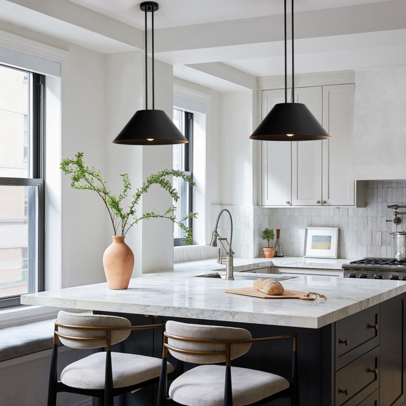 Minimalist Pendant Light Wide Dome Matte Finish