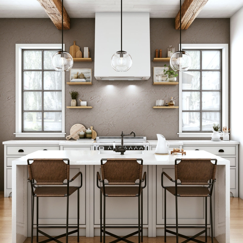Minimalist Pendant Light with Clear Glass Globe and Matte Black Hardware
