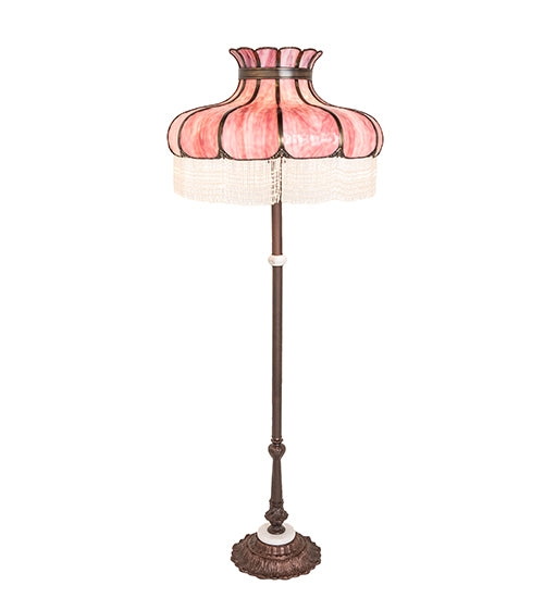 Mission Style Floor Lamp Geometric Stained Glass Dark Metal Base