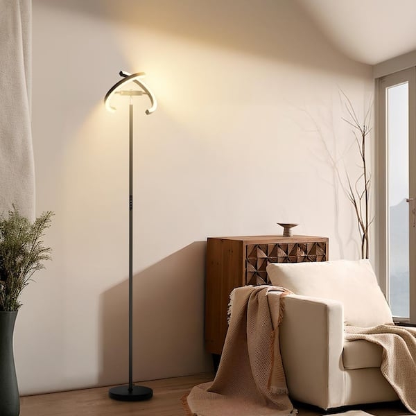 Modern Adjustable Disc Lamp: Ultra-Slim Black Pole with Tilting Head