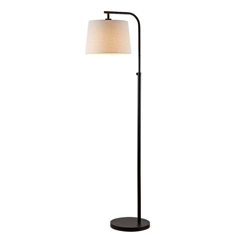 Modern Arc Floor Lamp in Oil-Rubbed Bronze, Drum Shade