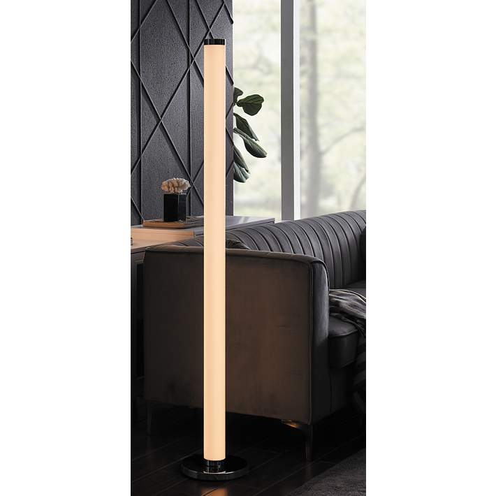 Modern Chrome Floor Lamp featuring Curved Acrylic LED Diffuser