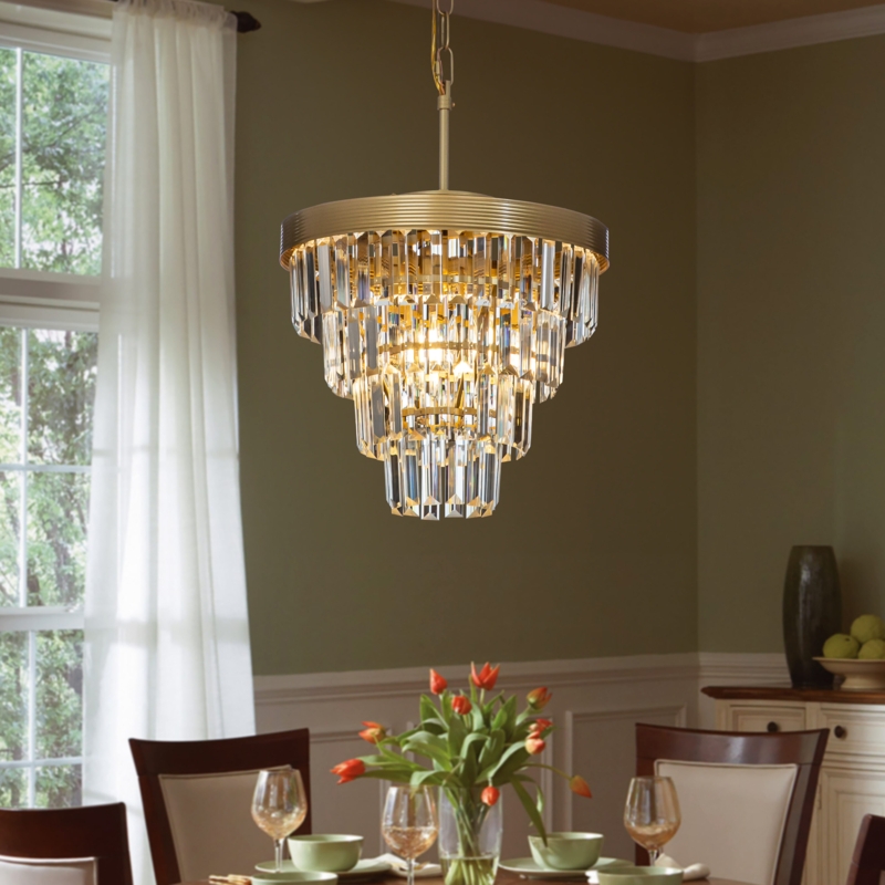 Modern Coastal Shell Pendant Light with Tiered Translucent Discs
