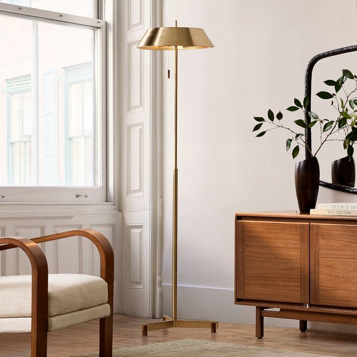 Modern Floor Lamp Matte Black Wide Dome Shade Minimalist