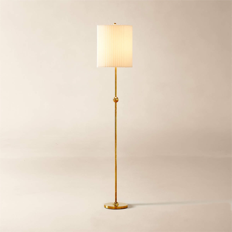 Modern Floor Lamp Polished Brass Boule Shade Marble Base