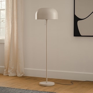 Modern Floor Lamp Slanted Pole Charcoal Shade Minimalist Lighting