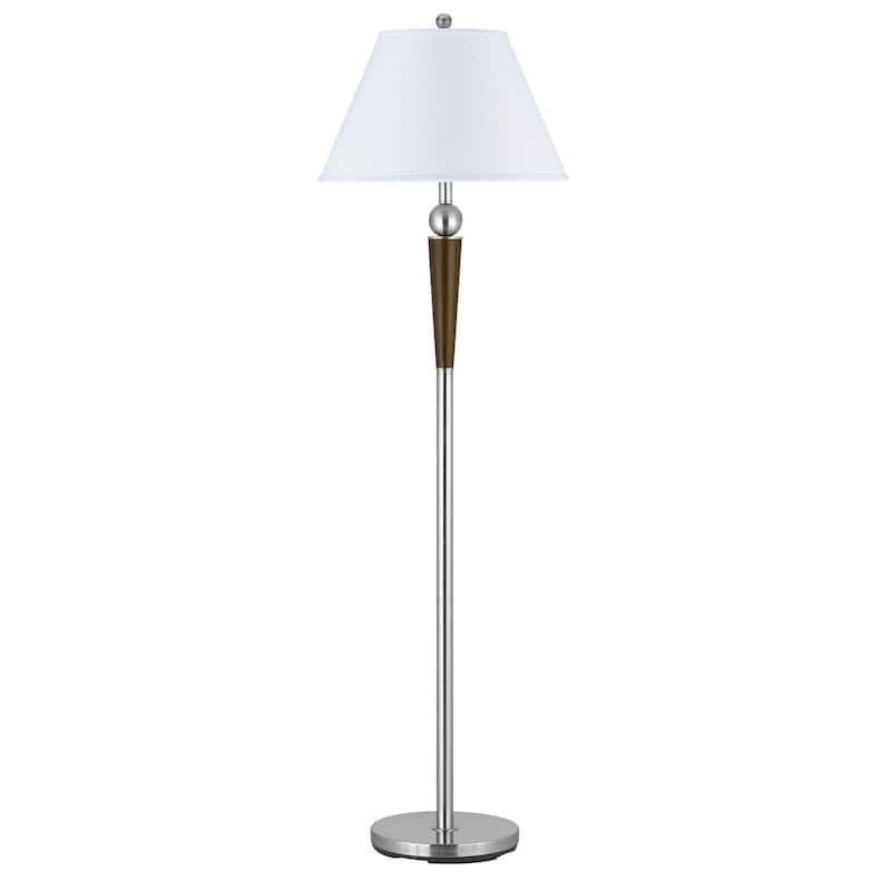 Modern Floor Lamp with Wood Accent and Matte Black Dome Shade