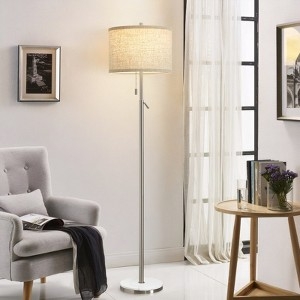 Modern Gold Floor Lamp with Marble Base and Pull Chain
