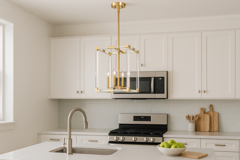 Modern Pendant Light Lantern Candle Pendant 4 Light Gold and Acrylic |  Vivio Lighting