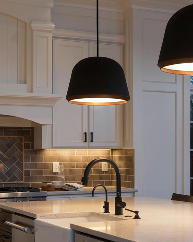 Modern Rustic Nested Ring Pendant, Matte Black Open Cage Light