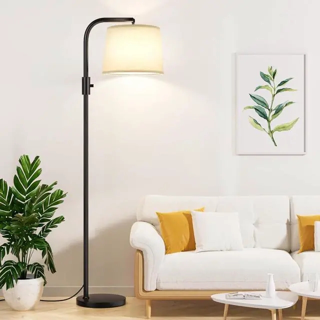 Modern Standing Lamp Matte Black with Adjustable Drum Shade Head