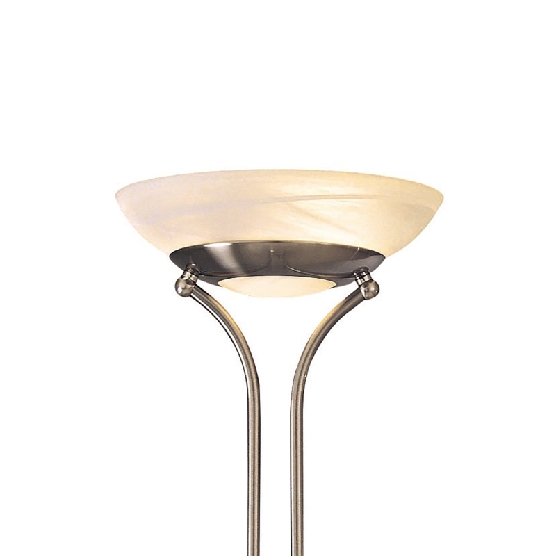 Modern Torchiere Floor Lamp with Integrated Adjustable Reading Light Arm