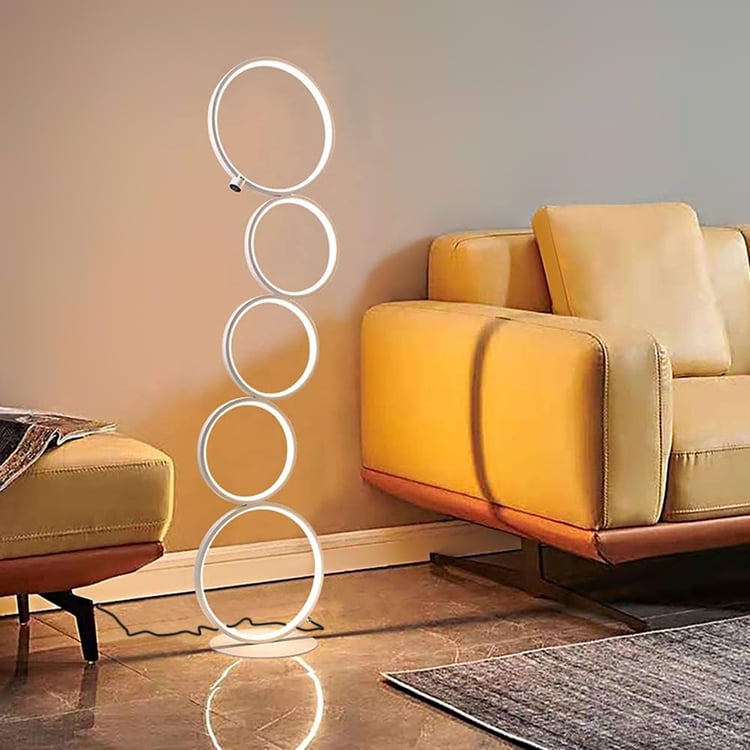 Modern Tree Design Floor Lamp Matte White Geometric Multi-Head
