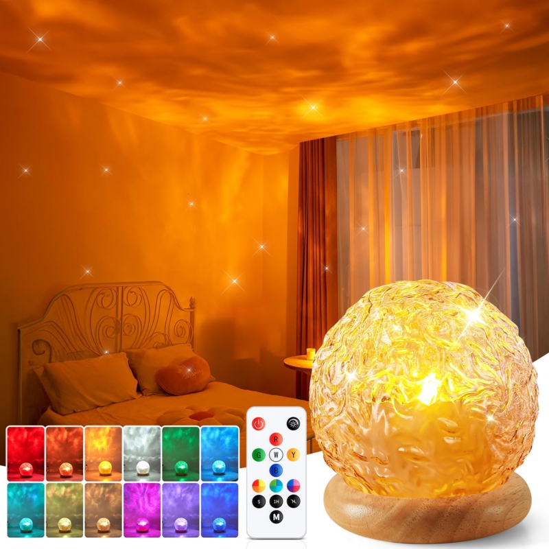 Mood Lamp Faceted Lens Aurora Projection Compact Cylindrical Form