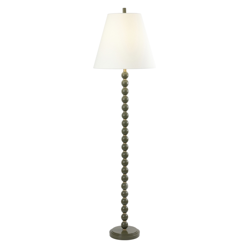 Moss Green Floor Lamp Tapered Resin Base Gold Accents Drum Shade