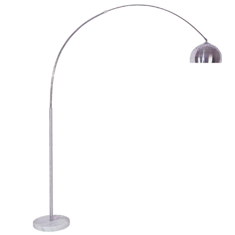 Multi Arm Arch Floor Lamp Silver Stone Base Five Shades