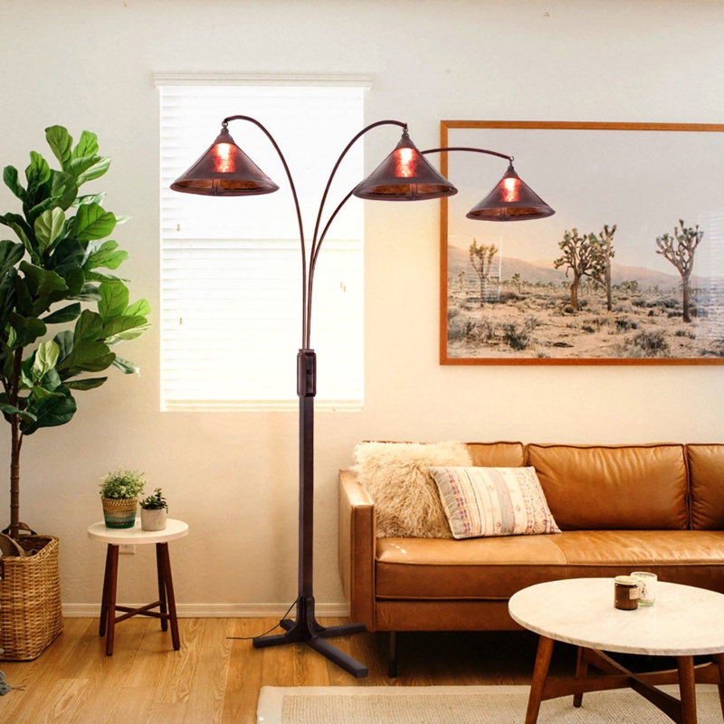 Multi-Light Arc Lamp | Natural Mineral Texture Shades, Graduated Heights