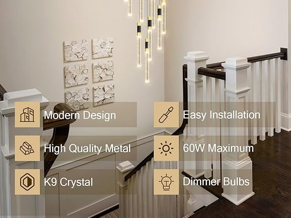 Multi-Light Chandelier Spiral Bubble Glass Cascading Glam Light