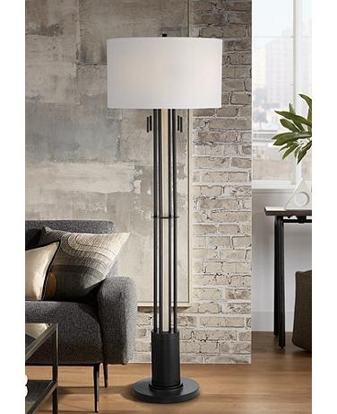 Multi-Light Floor Lamp Metal Frame Staggered Arms