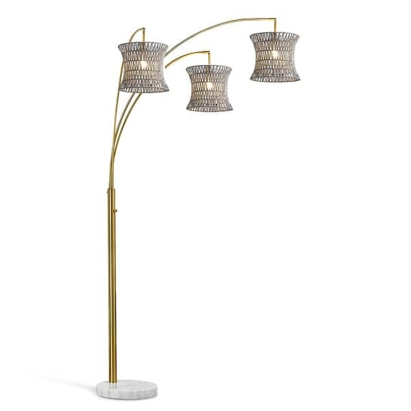 Multi-Light Floor Lamp Rattan Shades, Coastal Boho Floor Lamp Styling