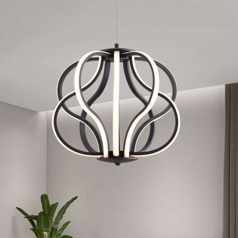 Multi-Ring LED Chandelier Staggered Gold Finish Five-Ring Design