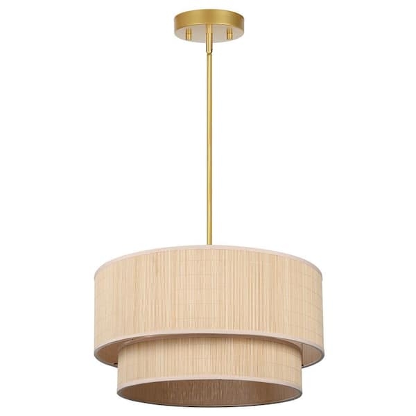 Multi Tier Chandelier Brushed Gold Vertical Slats Concentric Rings