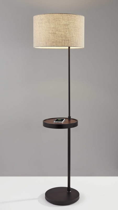 Multifunctional Floor Lamp with Integrated Wireless Charging Shelf