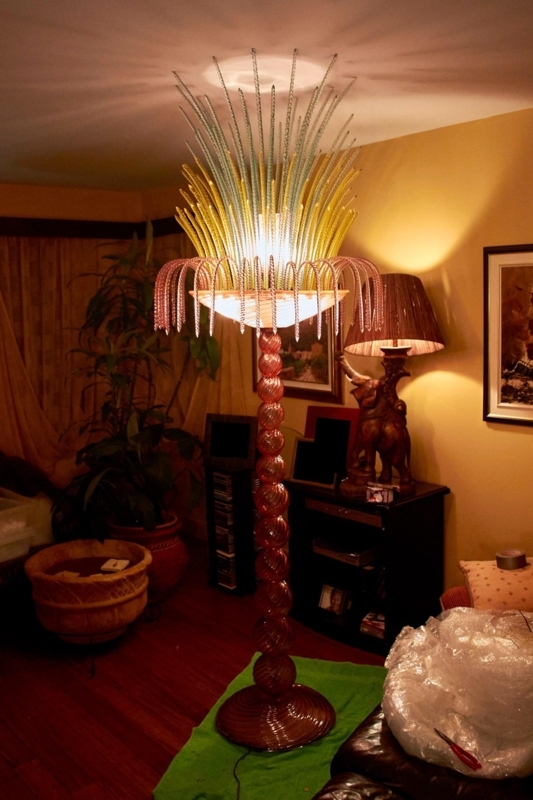 Murano Glass Floor Lamp Vibrant Gradient Stacked Globes Artistic