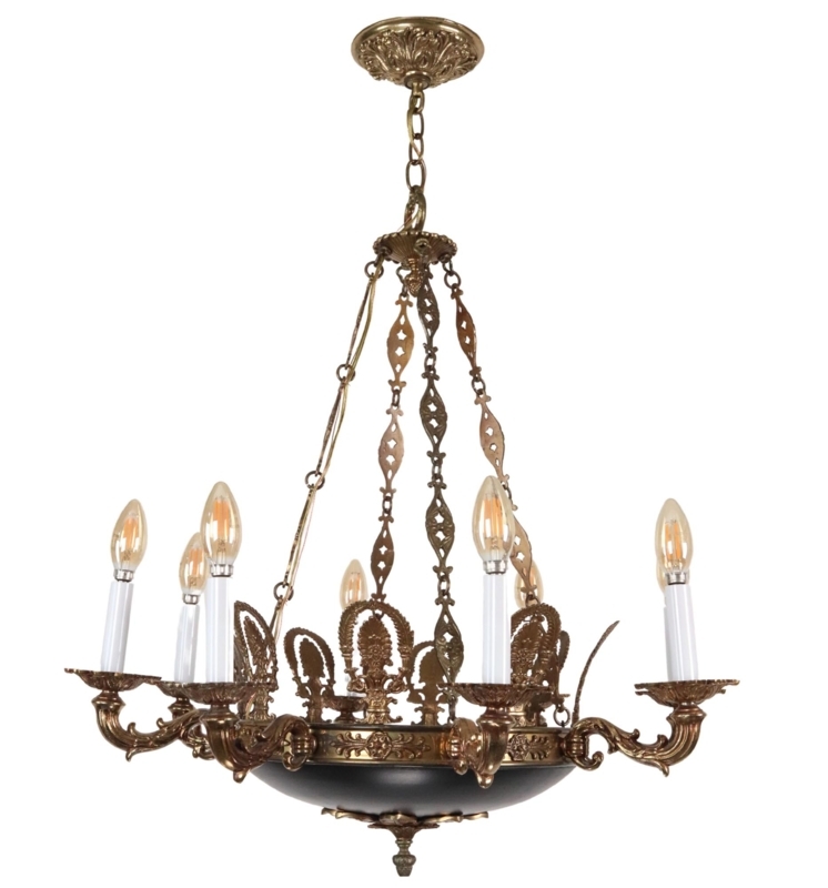 Napoleon III Empire Style 8 Arm Chandelier, Crystal Draping