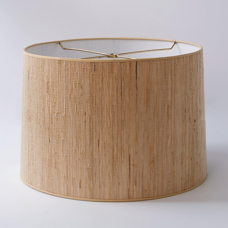 Natural Grasscloth Drum Lamp Shade Woven Texture Coastal Style Lighting