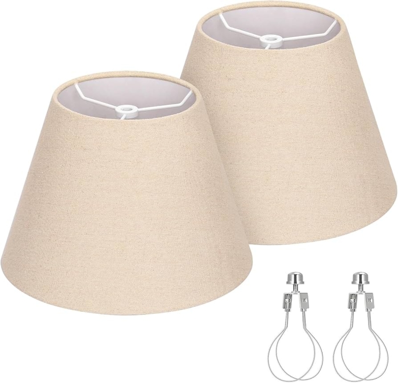 Natural Linen Lamp Shades Small Empire Set of 2