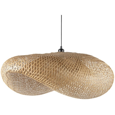 Natural Rattan Pendant Light with Woven Bowl Silhouette and Open Weave