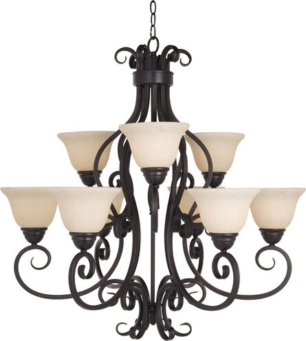 Nine-Light Chandelier Two-Tier Oil-Rubbed Bronze Bell Shades