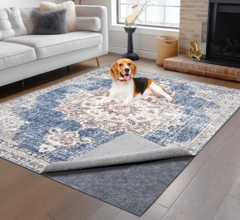 Non-Slip Rug Pad with Honeycomb Grip Texture for Hardwood Floors