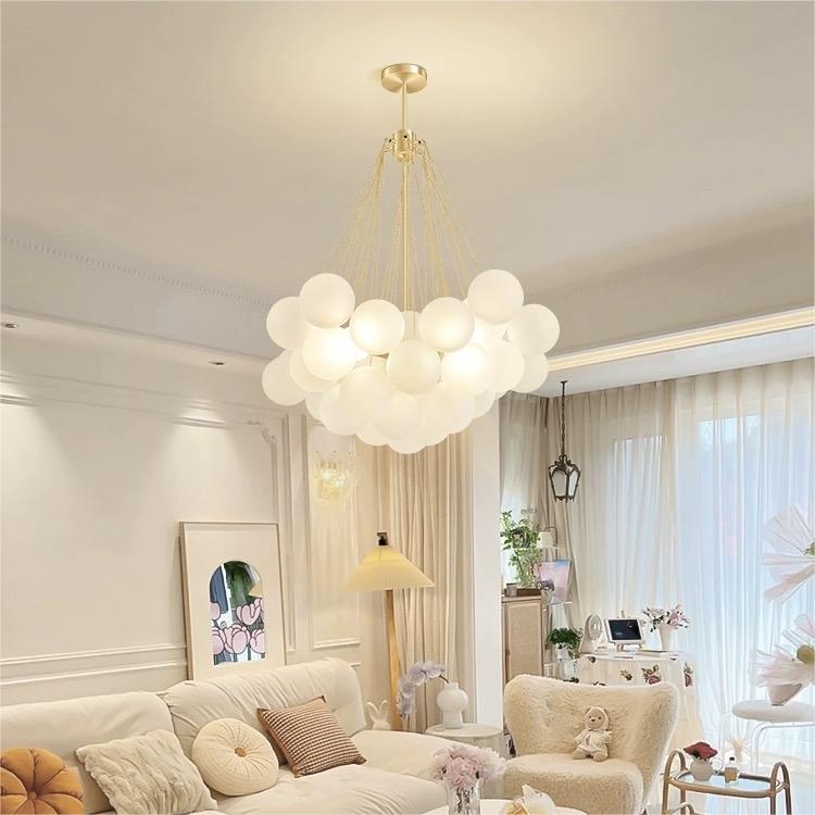 Nordic Chandelier: Large Scale Bubble Design, Branching Frame Style