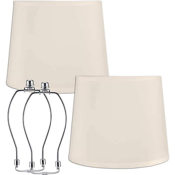 Oatmeal Tapered Lamp Shade with Natural Linen-Like Fabric Weave.