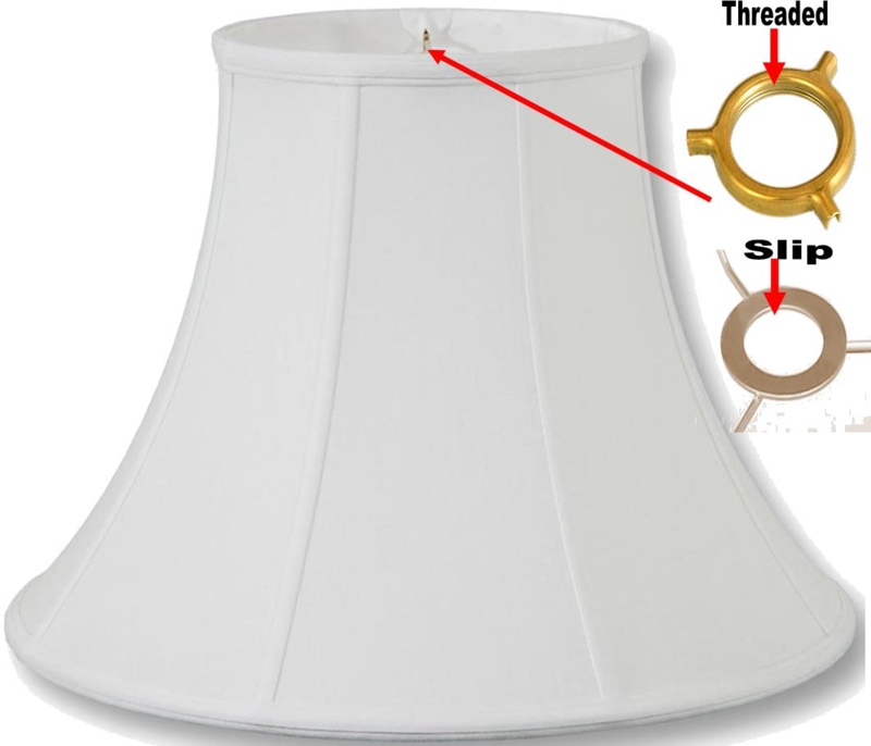 Off White Bell Lamp Shade Scroll Pattern Piped Trim (56 chars)
