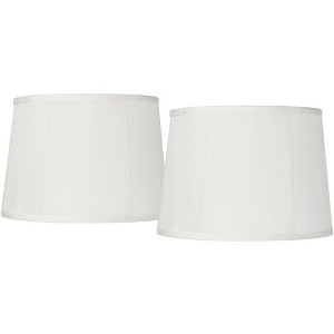 Off-White Drum Lamp Shades Set, Tapered Fabric, Spider
