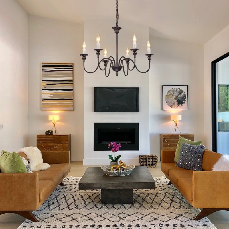 Oil Rubbed Bronze Chandelier Fixture with Curved Arms