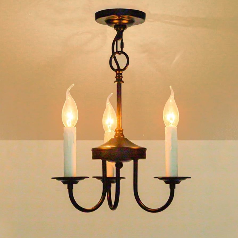 Open Frame Farmhouse Pendant Chandelier, Wood and Metal