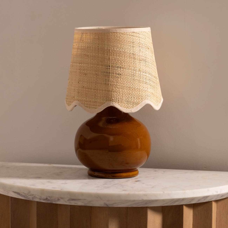Organic Table Lamp Pitted Ceramic Texture Bulbous Base White Shade
