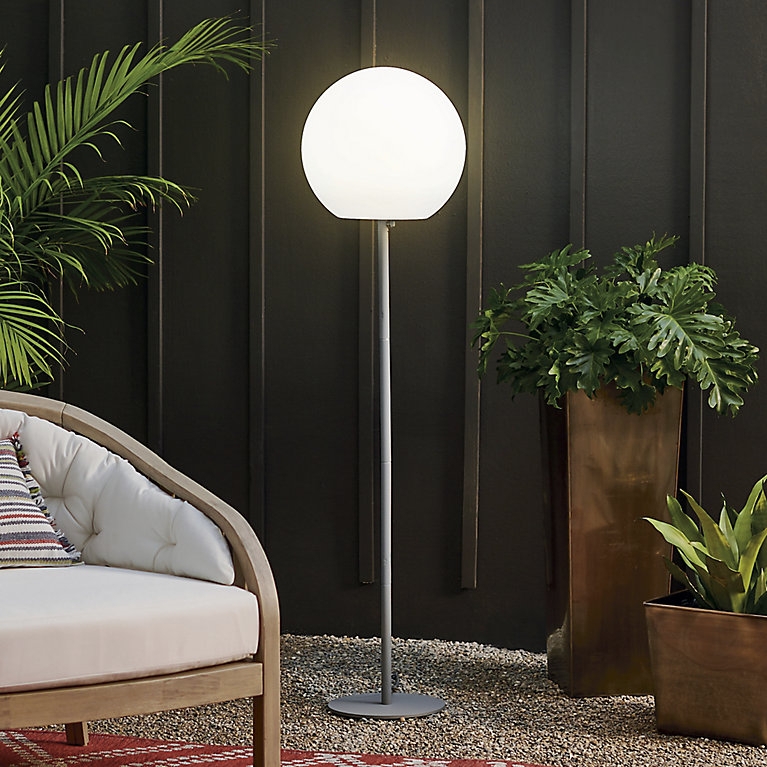 Outdoor Floor Lamp Modern Oversized White Orb Tripod Stand