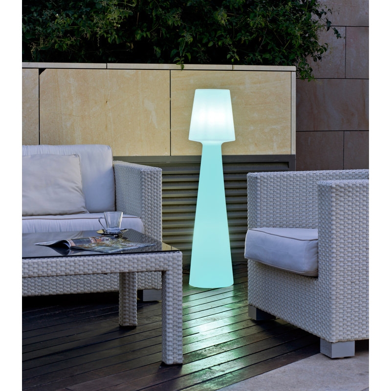 Outdoor Floor Lamp White Flared Silhouette Cordless Integrated LED