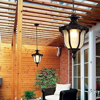 Outdoor Hanging Lantern Chain Suspension Clear Glass Porch Fixture
