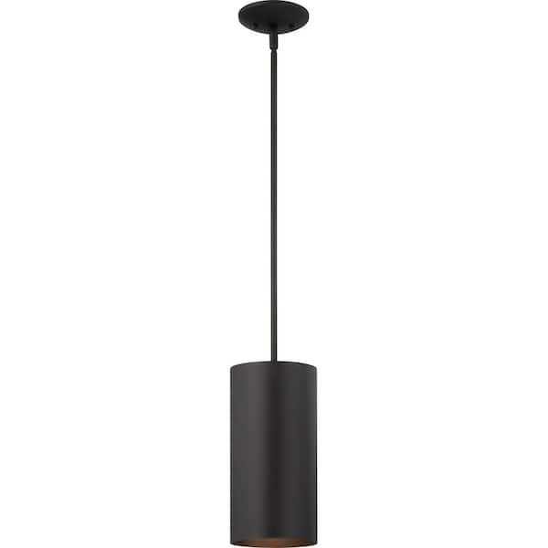 Outdoor Pendant Light, Matte Black Cylinder for Patio or Terrace